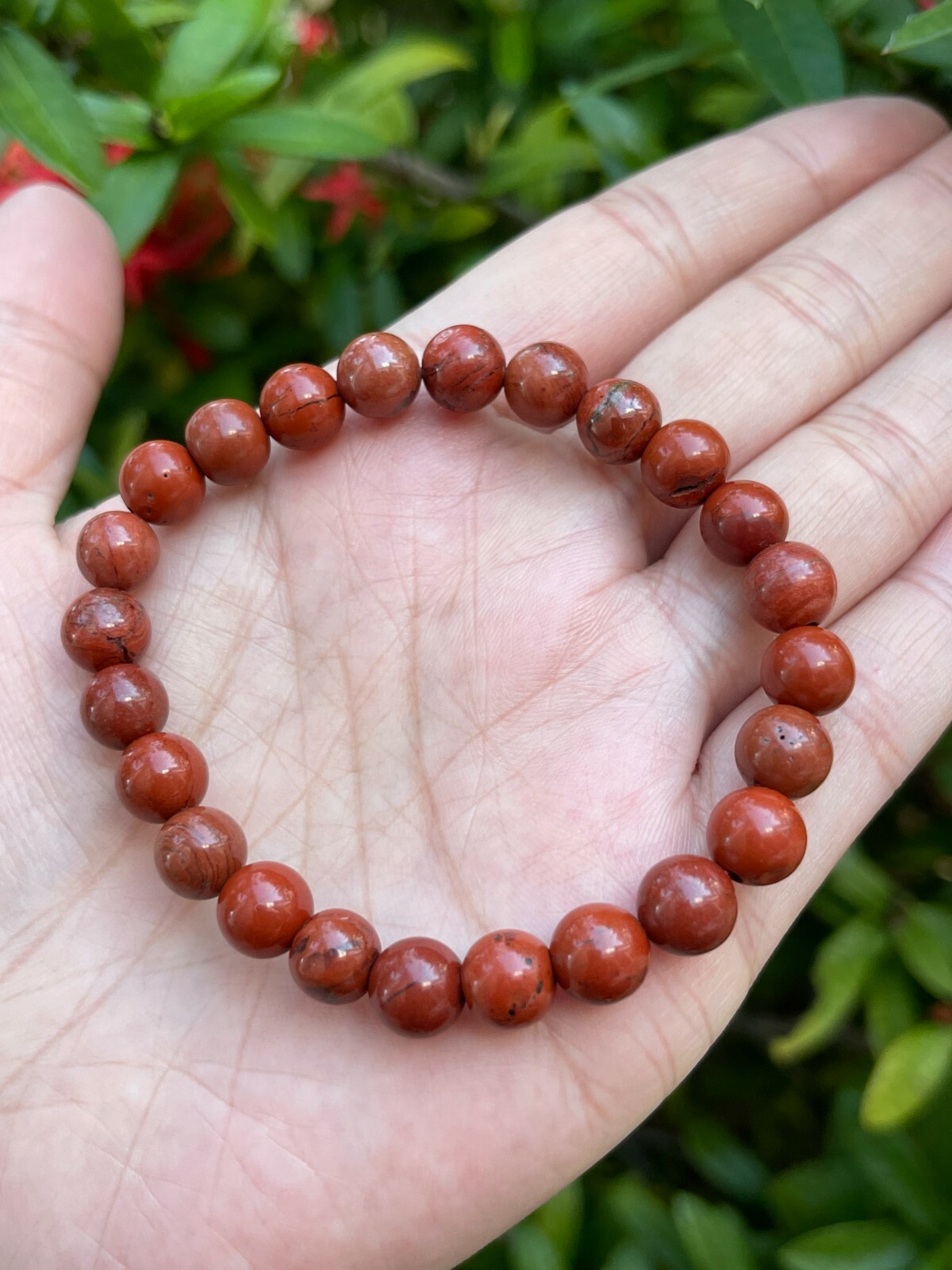 Grade A++ Red Jasper Crystal Bead Bracelet 8mm, Genuine Red Jasper Bracelet