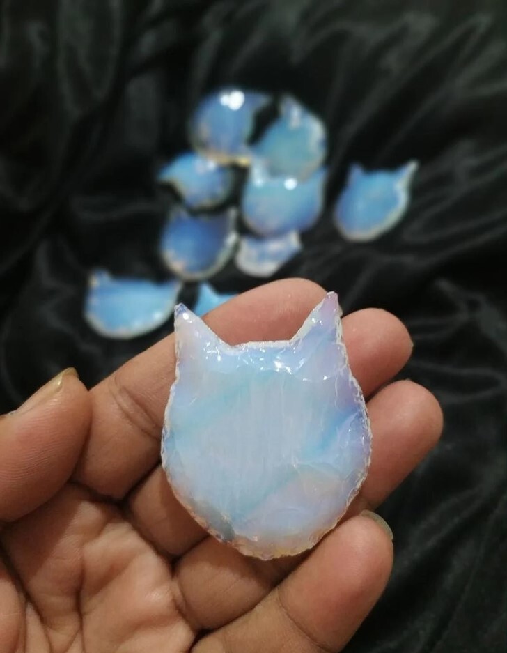 Bulk Opalite Cat Head Shaped Crystals | Crystal Kitty | Carved Crystal | Cresent