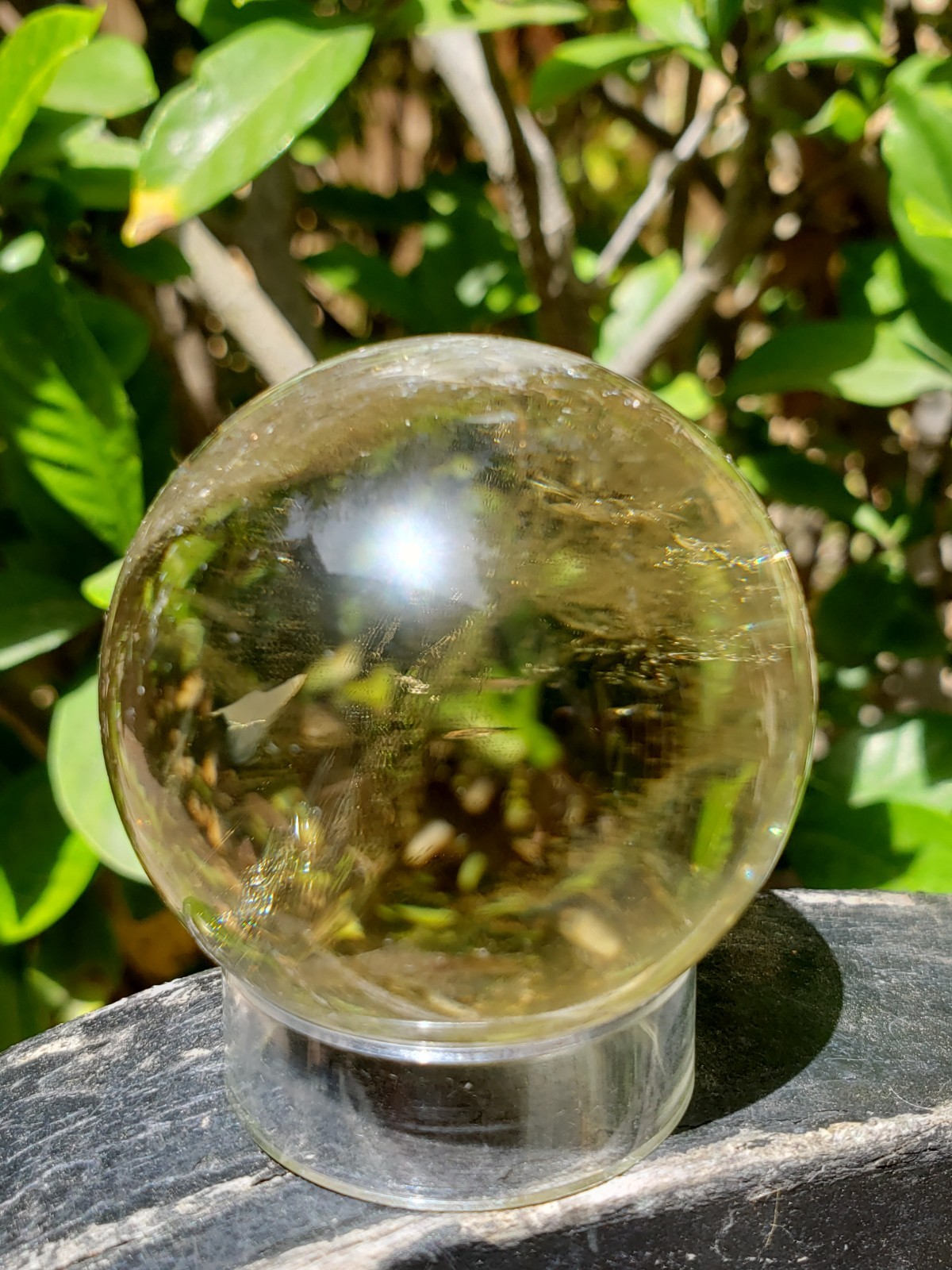 1.75″ Clear Smoky Citrine Quartz Crystal Sphere Ball Orb Rainbows, 122g