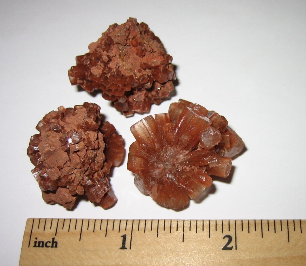 3 NATURAL ROUGH 1″- 1.1″ RED ARAGONITE CRYSTAL CLUSTERS FROM MOROCCO ~ 36.4g *1