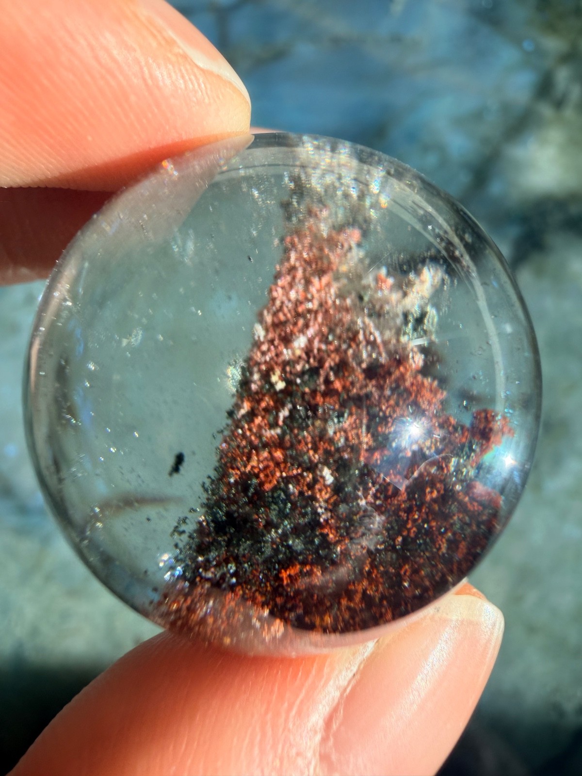 Garden Quartz Sphere From Brazil, 1.08″ | Scenic Lodolite Crystal Sphere