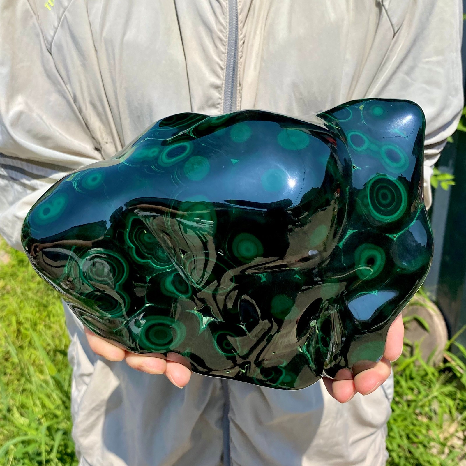 7.16LB Natural glossy Malachite transparent cluster rough mineral sample