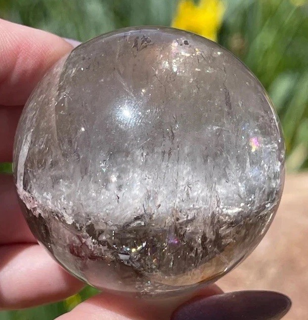 Bicolor Garden Quartz Sphere with Smoky Quartz Rare Collectors Crystal Gemstone
