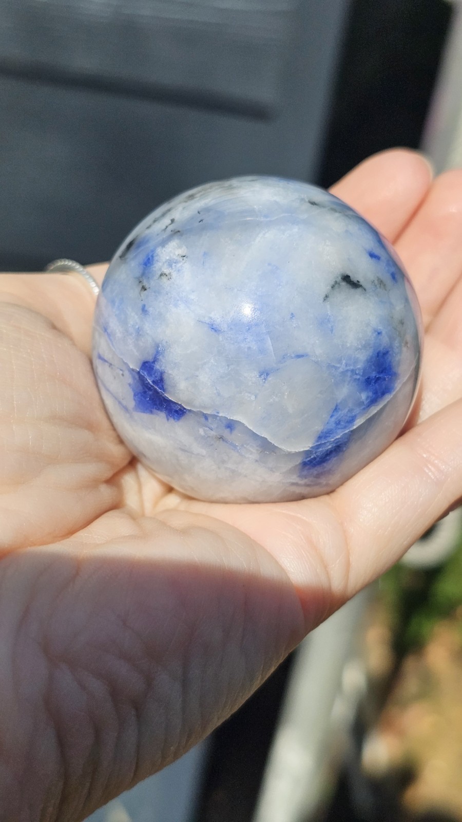Afghanite Crystal sphere Rare 5.2cm 192g Blue uv Reactive