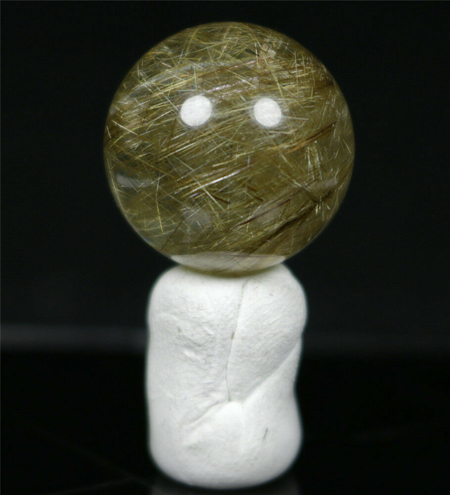 Natural Clear Golden Hair Rutilated Quartz Crystal Ball SPHERE Gem 17mm 35ct