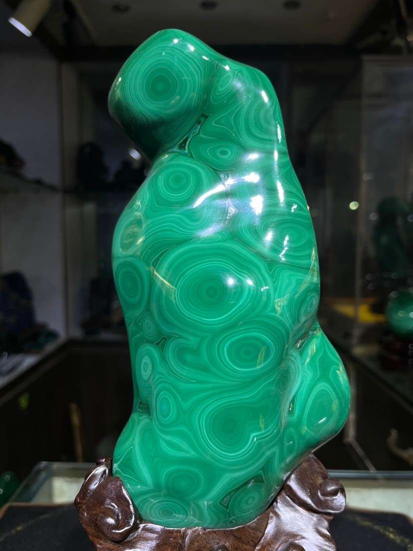7.3LB Natural glossy Malachite transparent cluster rough mineral sample+base