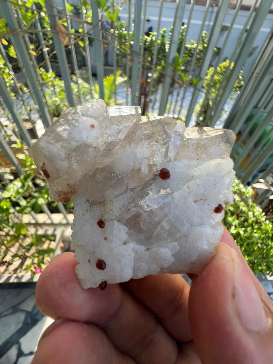49GM | Natural Red Garnet Etched & Quartz Crystal Specimen | Skardu Pakistan.