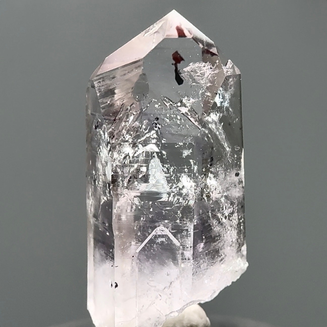 3 Moving Bubbles! Rare Harlequin Brandberg Quartz Enhydro w Lilac Phantoms