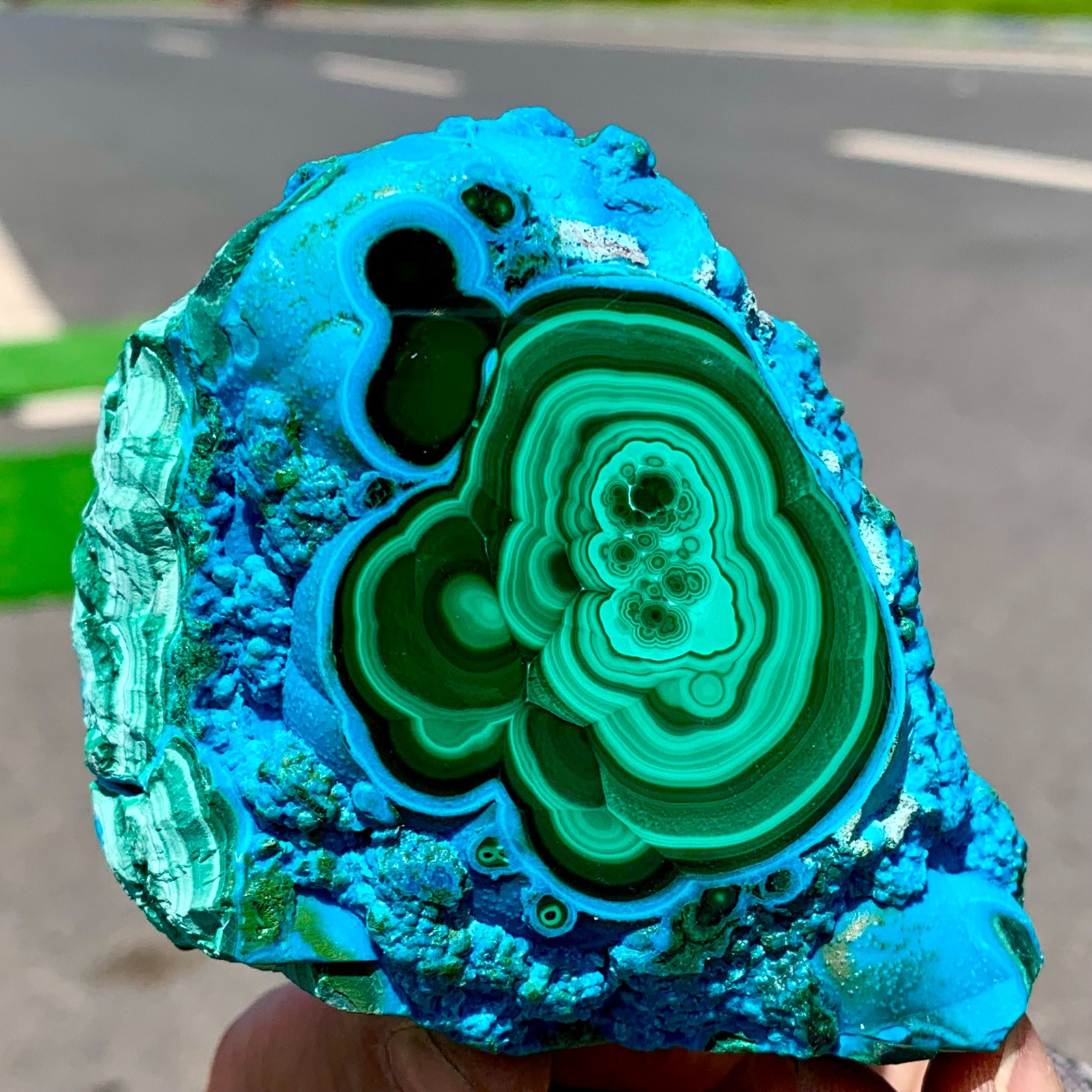 290G Natural Chrysocolla/Malachite transparent cluster rough mineral sample