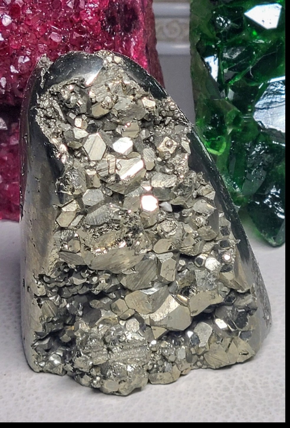 Golden AAA Druzy Peruvian Pyrite Crystal Freeform Geode
