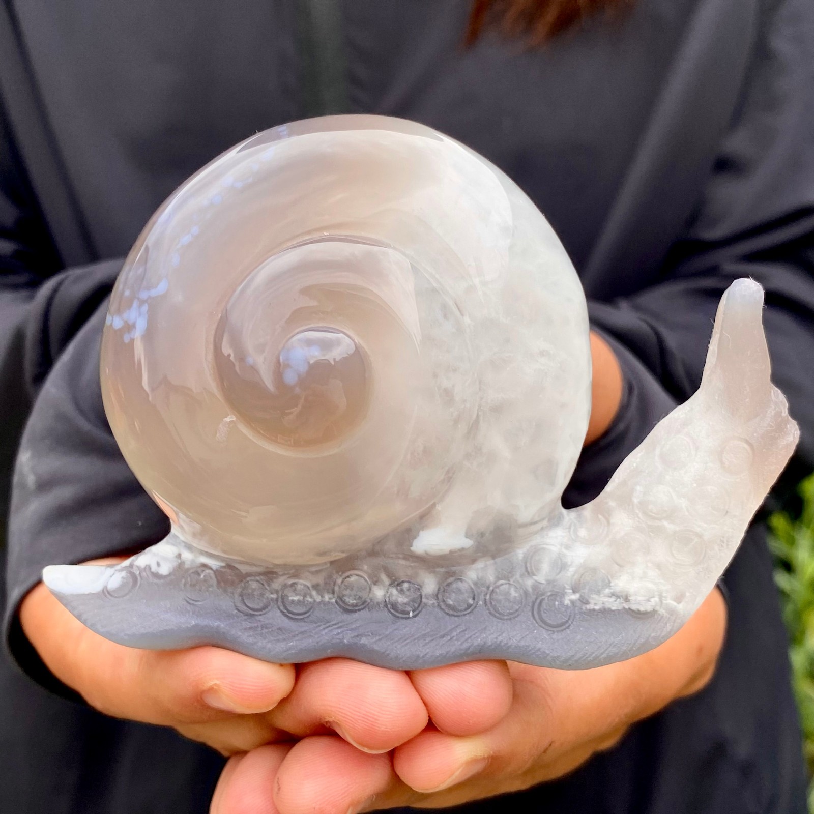 269G Natural Ocean Agate Snail Hand Carving Gemstone Ornament Home Decoration