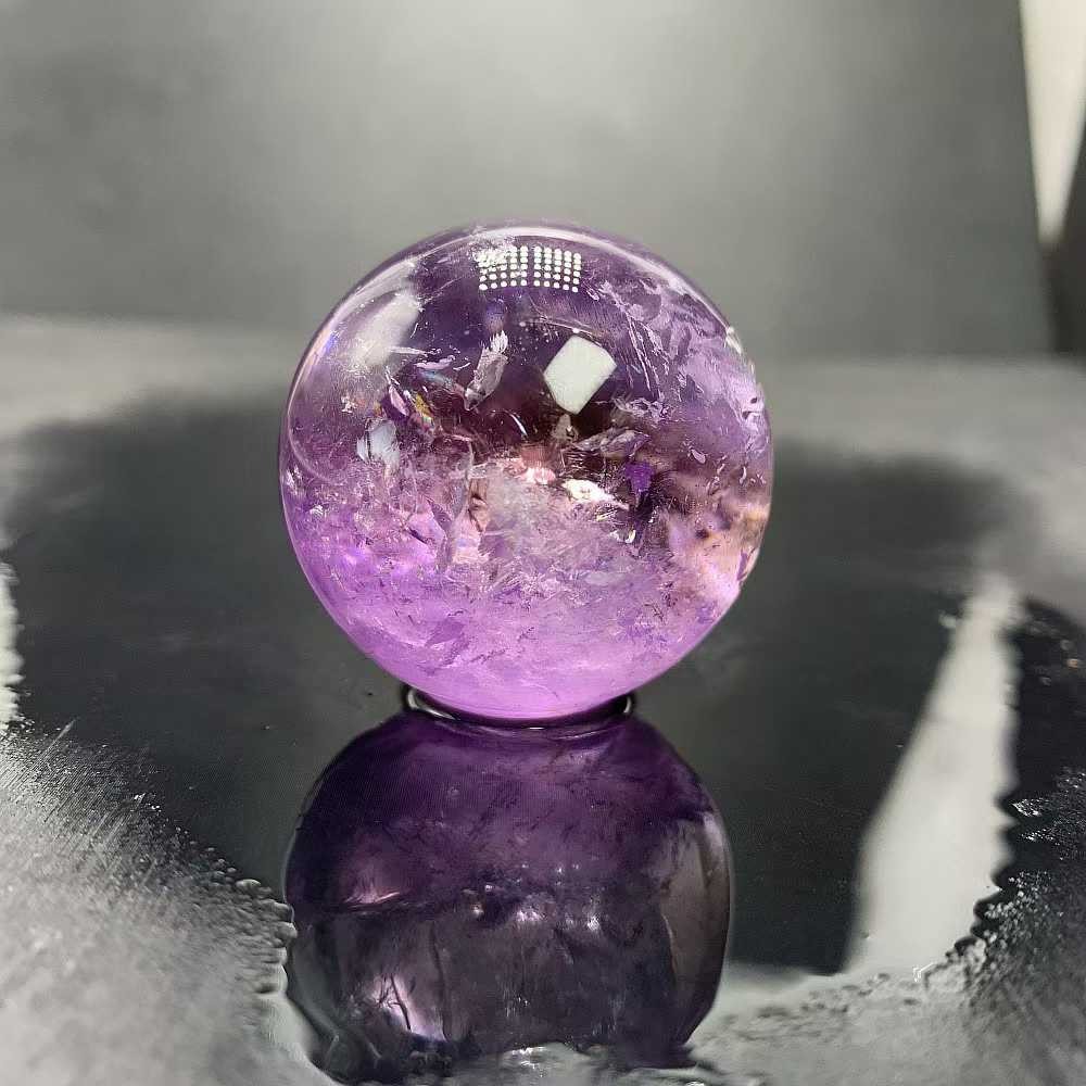 39mm Natural Rainbow Amethyst Quartz Sphere Energy Cystal Ball Reiki Decor