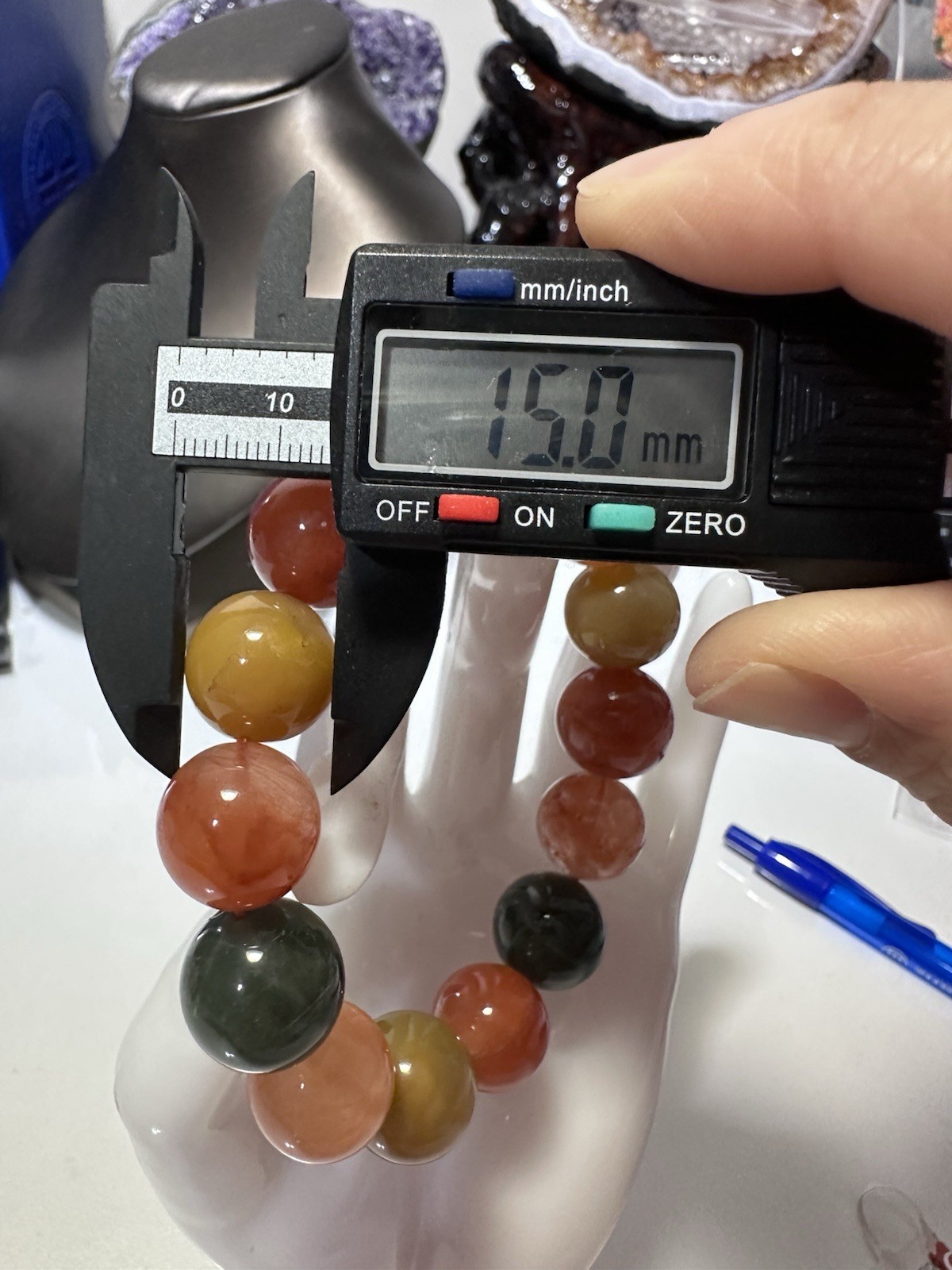 15mm Natural rabbit hair Bead Bracelet Reiki Crystal Quartz Healing Decorate