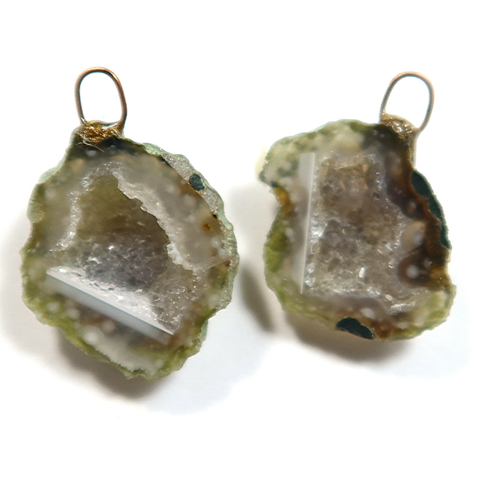 Distressed Tabasco – Tiny Mexican Geode Polished Halves with Ring TABD169