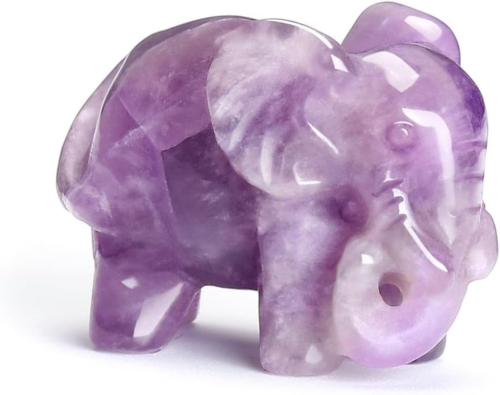 Amethyst Healing Crystal Elephant Figurine Carved Crystals Gemstone Elephant Sta