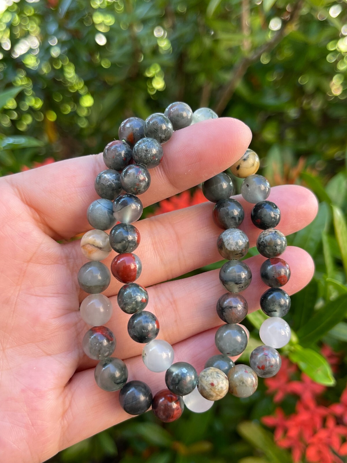 Grade A++ Bloodstone Crystal Bead Bracelet 8mm, Genuine Gemstone Bracelet