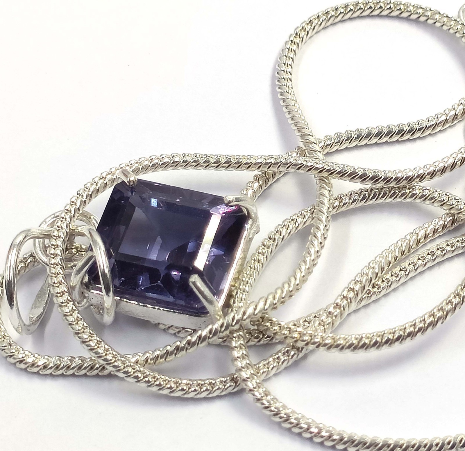 17.40 Ct Natural Blue Alexandrite Emerald Shape 925 Pendant Silver IGL Gems 6AHO