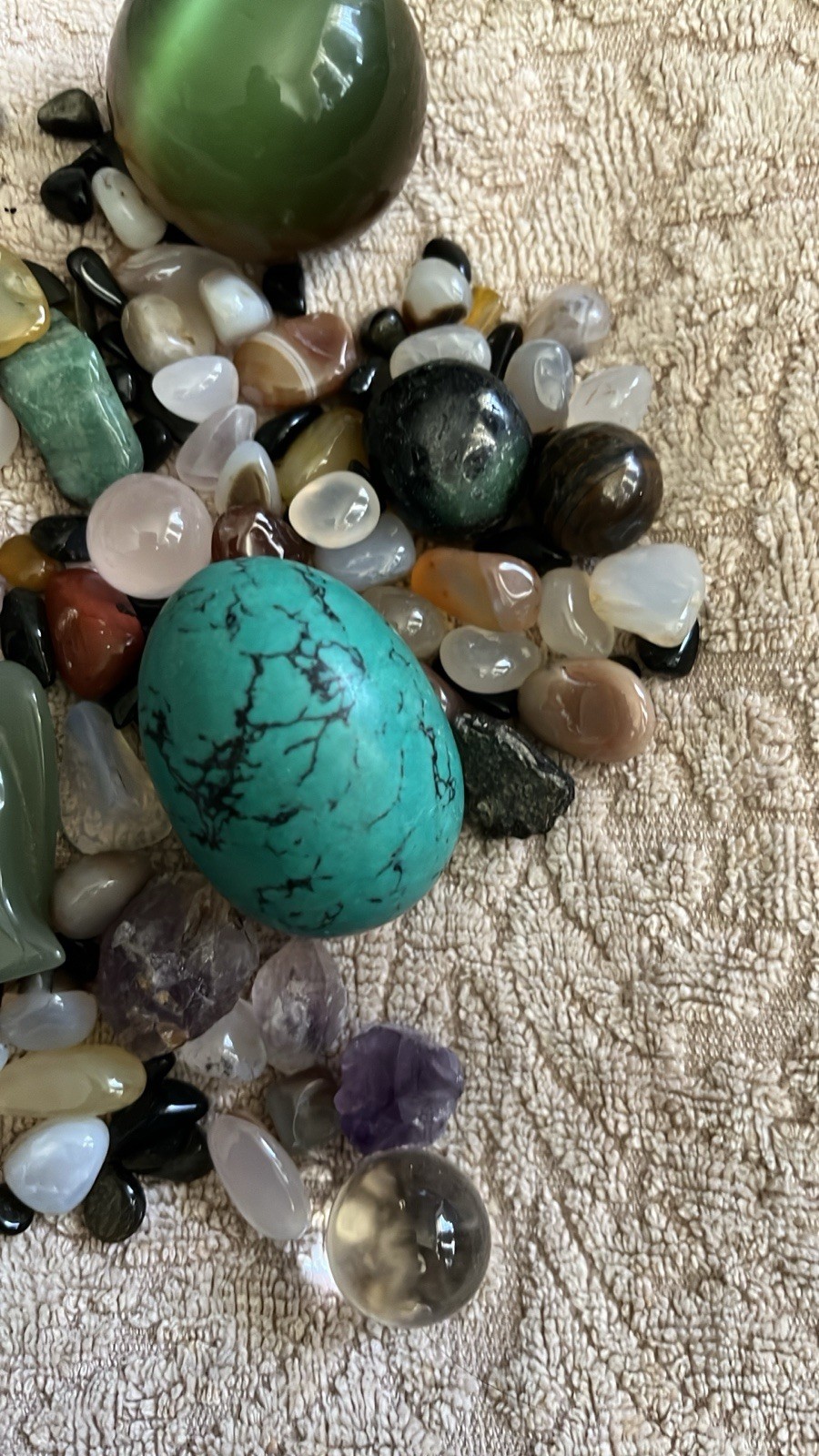 Mixed Tumbled Polished Stone Lot w/ Polished Eggs, Carved Figurine & Sphere