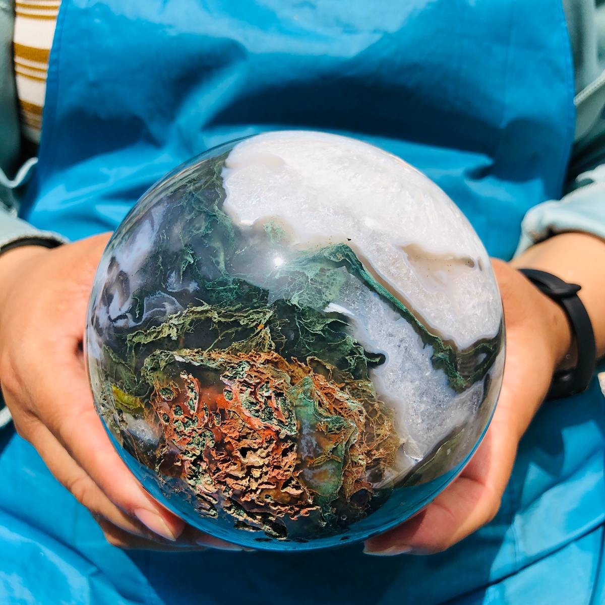 2 pieces 3730g Natural aquatic Agate Ball Quartz Crystal Sphere Healing 2082
