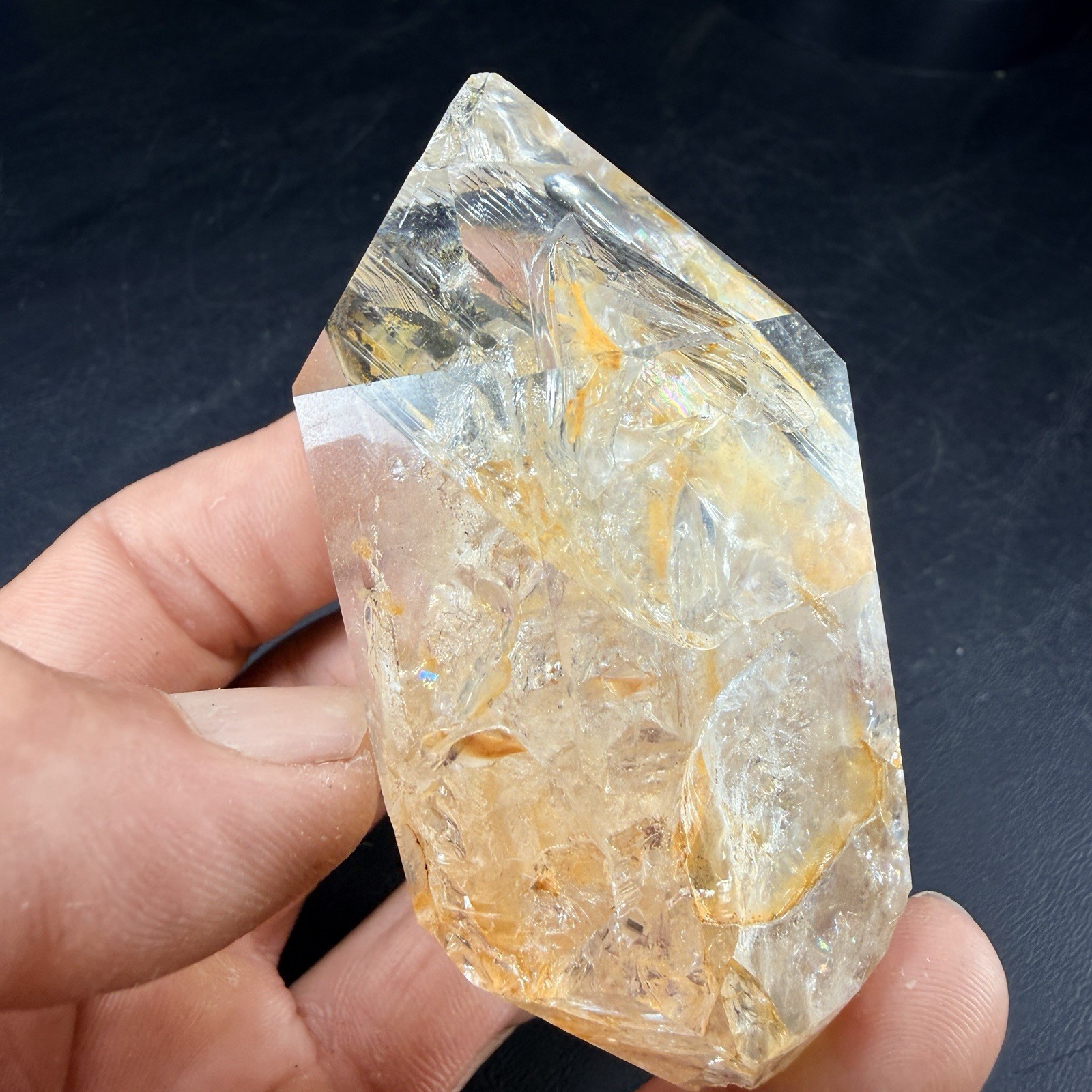 Golden Herkimer Diamond Quartz Crystal Point / New York *VIDEO*