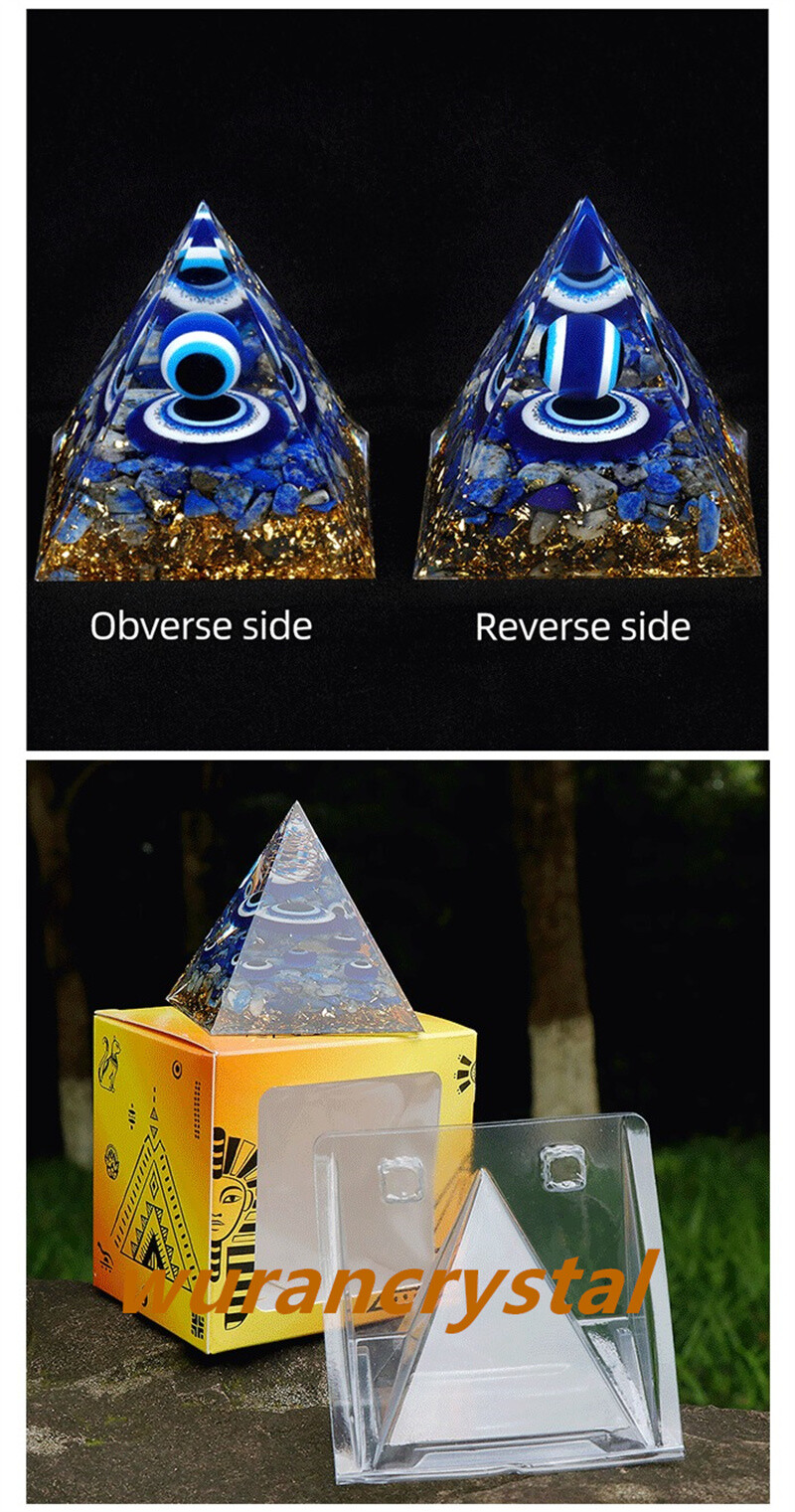1pc natural Lapis lazuli quartz crystal pyramid resin point energy Reiki healing