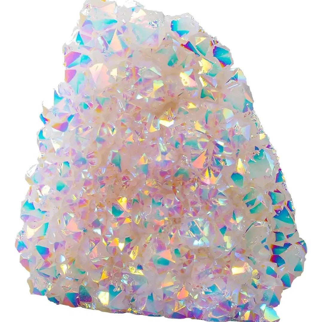 80-100g Rainbow Angel Aura Quartz Cluster Natural Clear Crystal Geode Home Decor