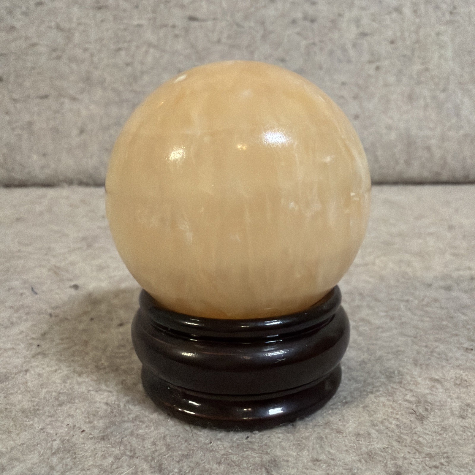 Citrine 5 Inch Sphere Crystal Ball with Wooden Stand Home Office Decor