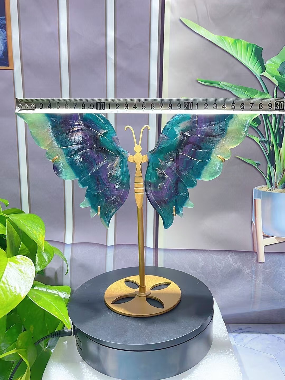 1pc Natural fluorite butterfly wings Crystal wings carving Home decor