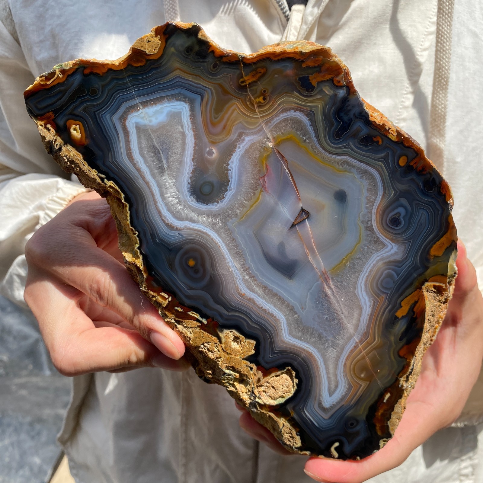 1700G Natural agate Agate Geode Slab/Slice quartz crystal mineral specimen Reiki