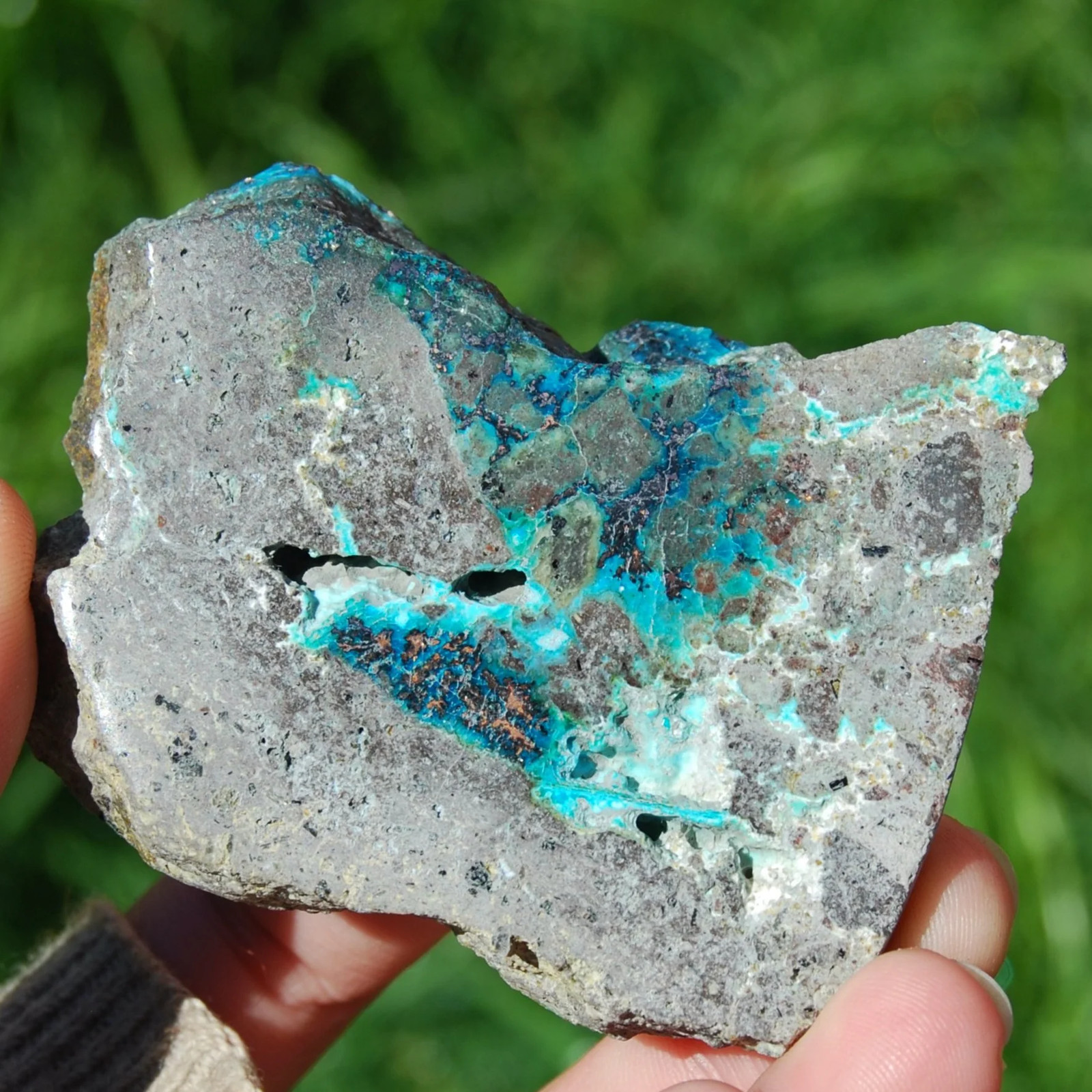 3in 109g RARE Native Copper in Chrysocolla Crystal Slab, Indonesia