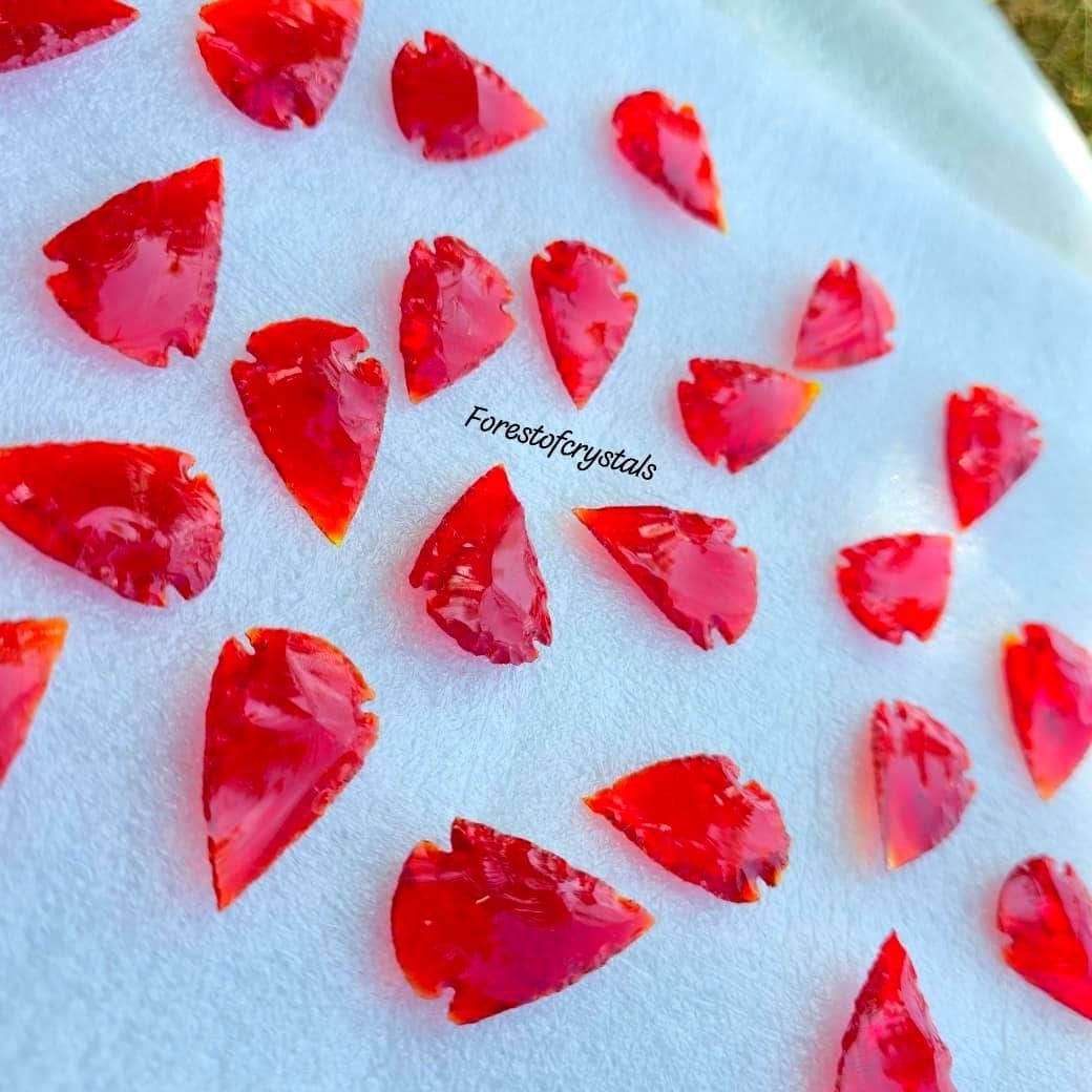 Bulk Red Obsidian Carnelian Arrowheads 1 to 1.5 Inch Handcrafted Crystal Points