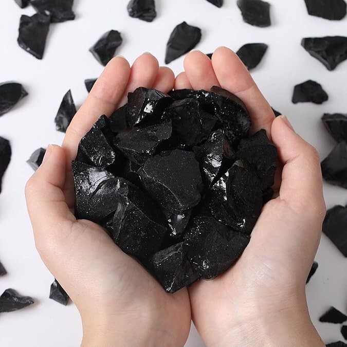 Raw Obsidian Stones AAA+ Grade Black Rough Obsidian Stones Healing Crystal