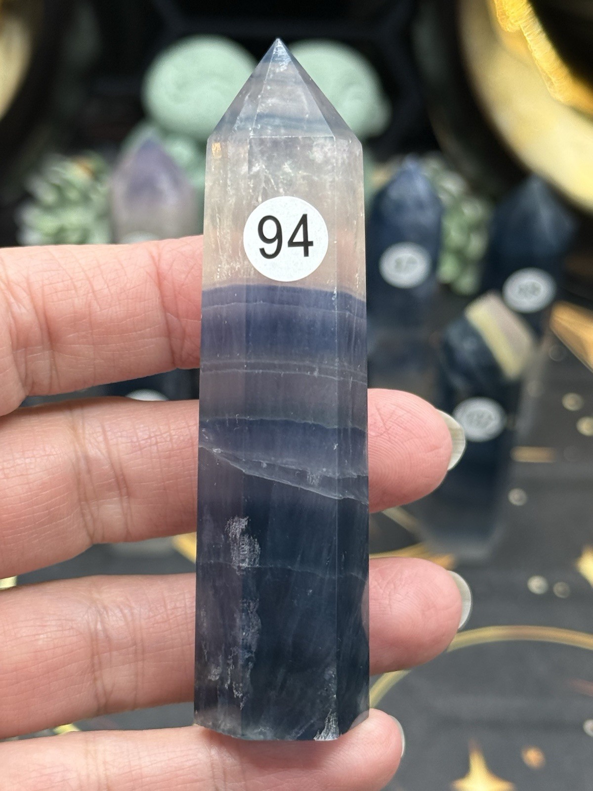 Natural Blue Flouorite Points Clear Banding Free shipping