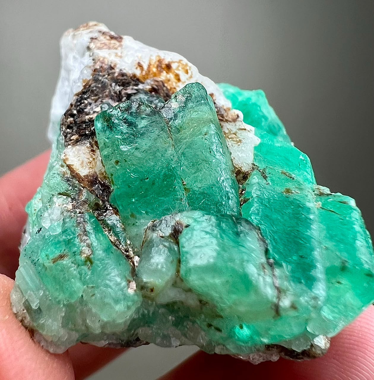 221CT, Beryl Var! Beautiful Natural Emerald Crystals on Matrix From Chitral @PAK
