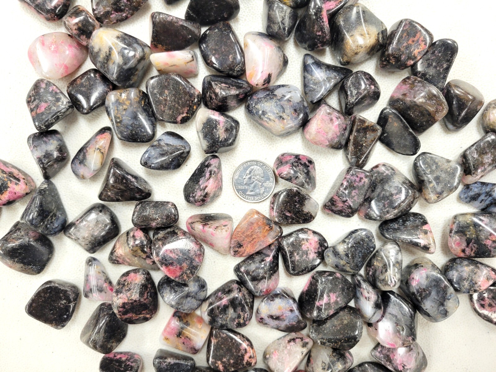 Bulk Tumbled Rhodonite Crystal Stones for Jewelry Making Healing and Crafting