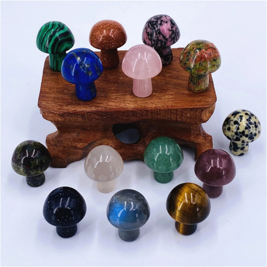 25pcs Mini Crystal Mushrooms Agate Stones Natural Quartz Crystal Healing