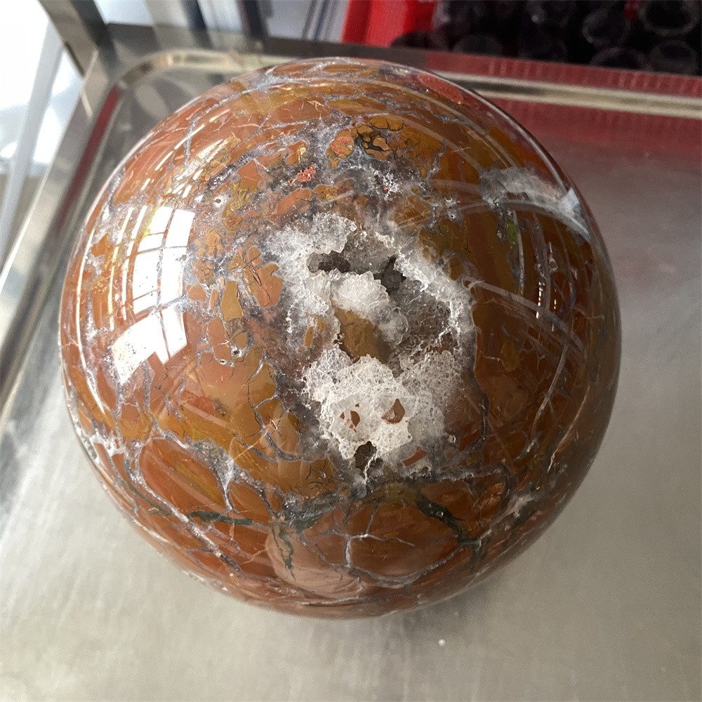 Random1pc19.9LB 7.2″ Natural Geode Indonesian Agate Sphere Heal Reiki Ball Decor