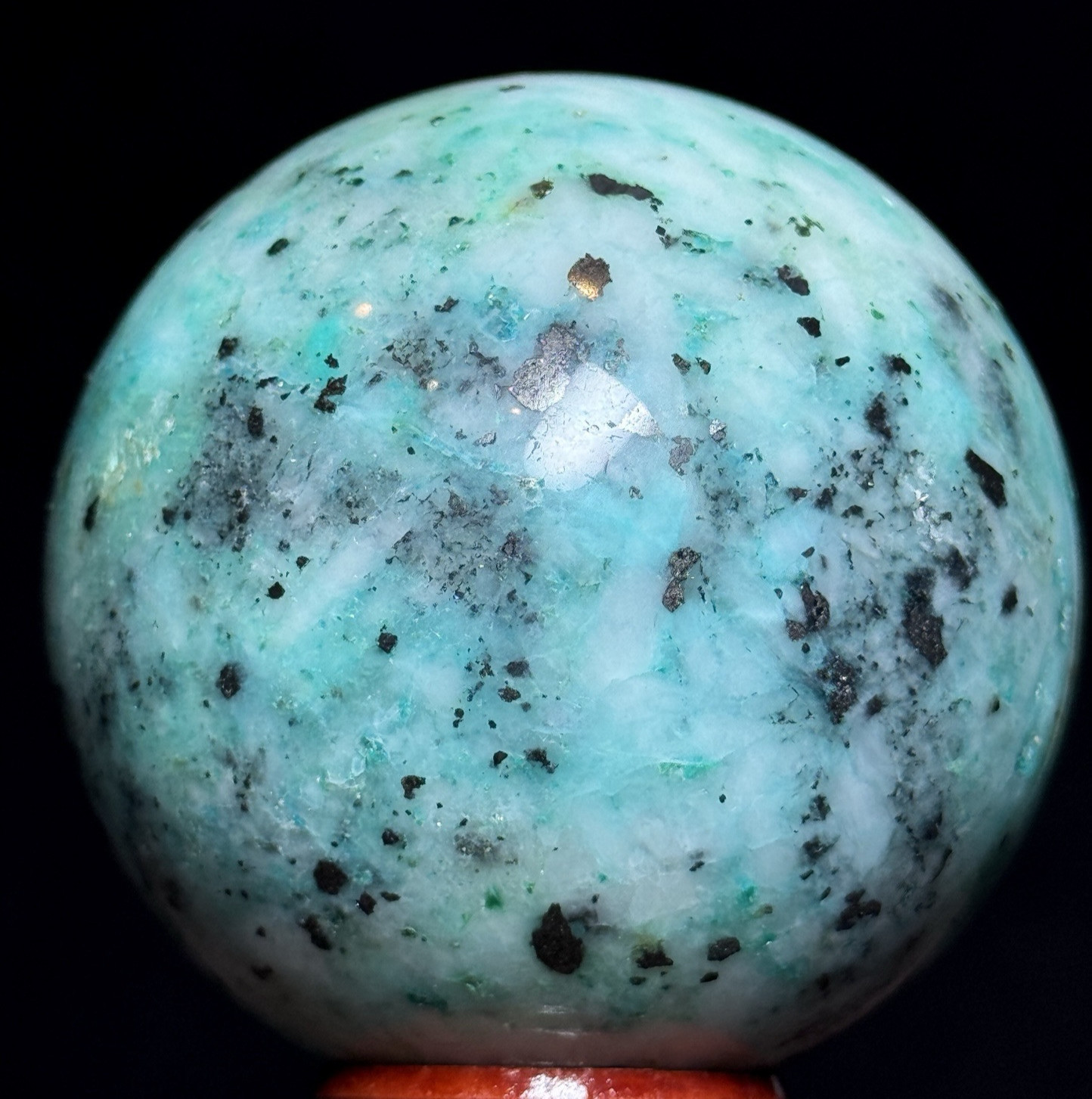 61mm PHOENIX PINE SPHERE – Fynchenite Chrysocolla Malachite Quartz Crystal Decor