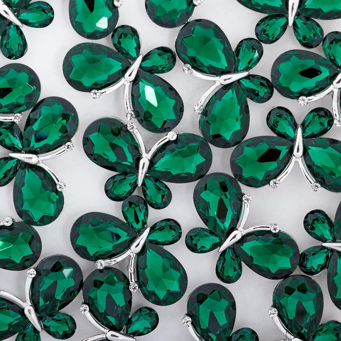 20 PCS Zinc Alloy Crystal Gems Butterfly Water Droplet Shaped Glass Rhinestones