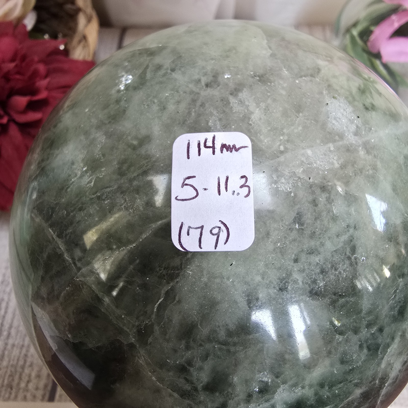114mm Unique Rainbow Fluorite Green Crystal Sphere Orb (79)
