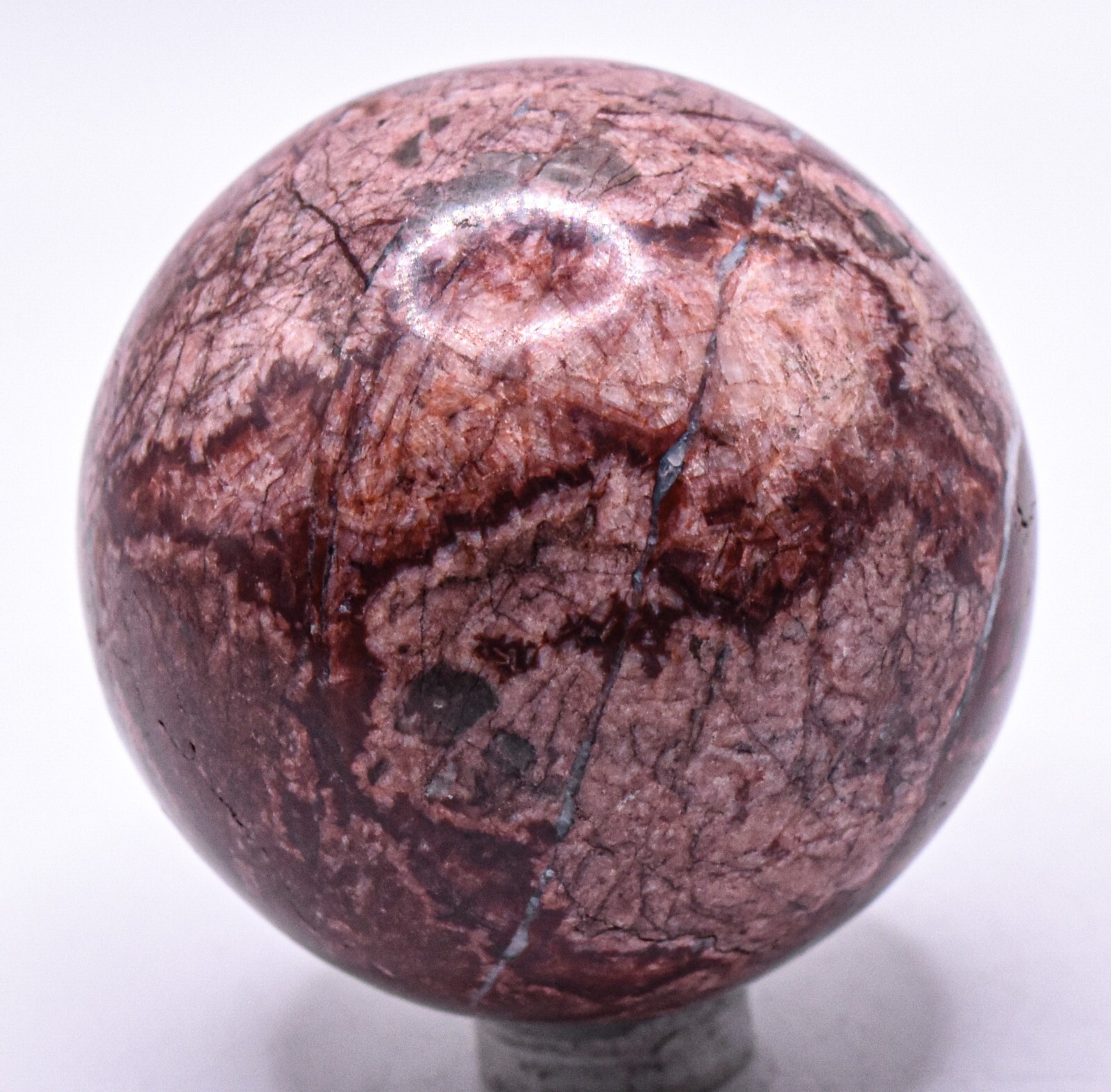 52mm Brecciated Deep Red Jasper w/ Inclusions Crystal Mineral Sphere Ball – Peru