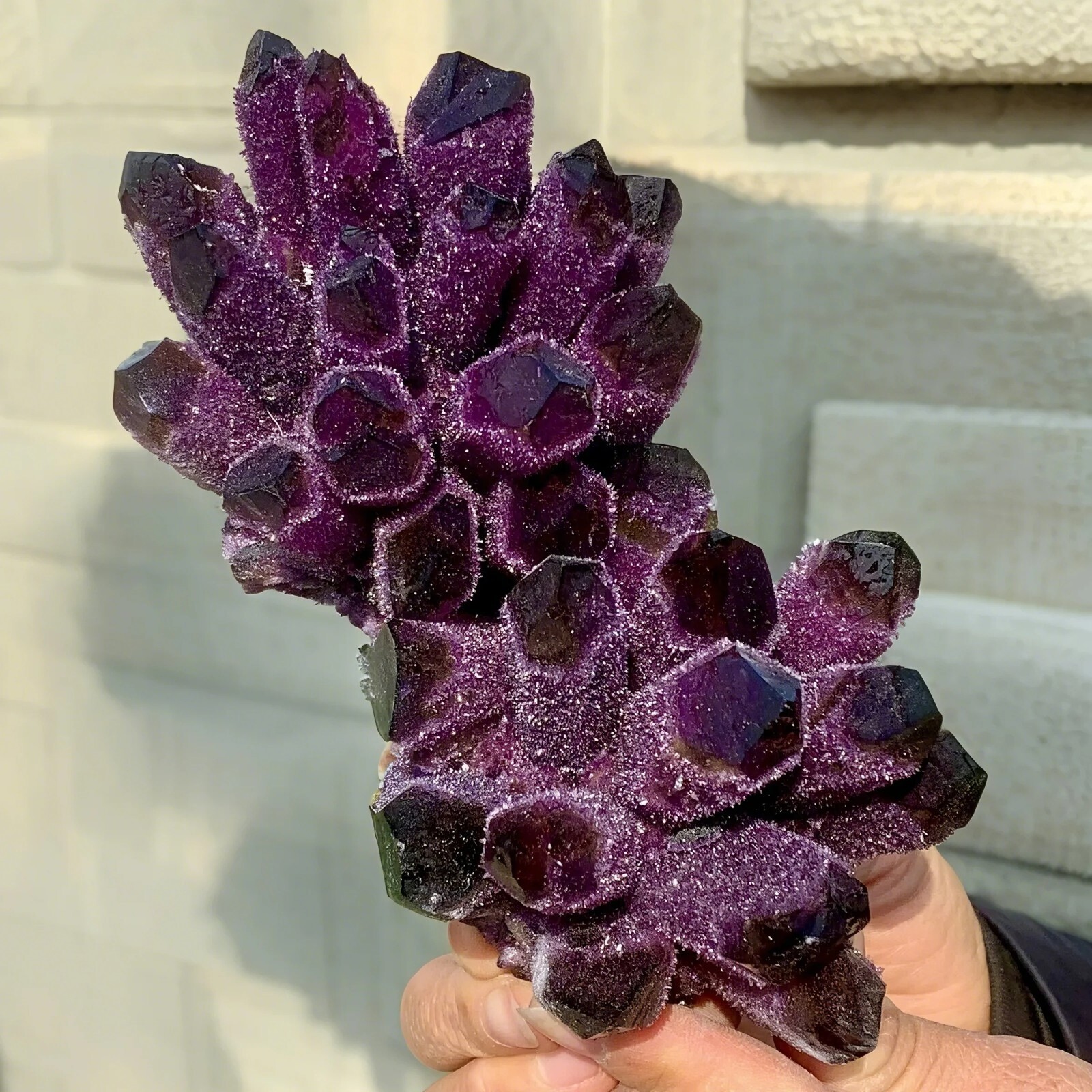 351G-400G Dark Purple Phantom Amethyst Raw Cluster Crystal Geode Specimens Decor