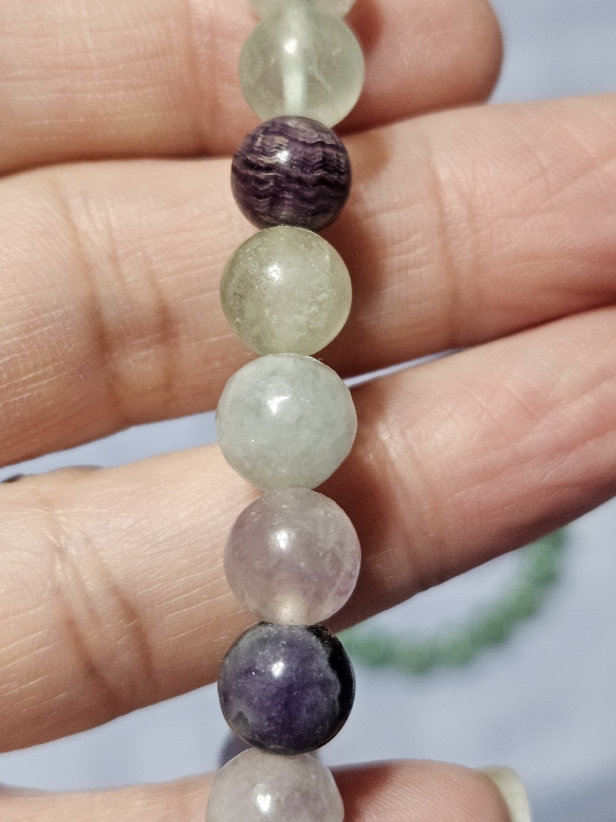 3 Crystal Bracelets Lepidolite, Green Aventurine, Rainbow Fluorite