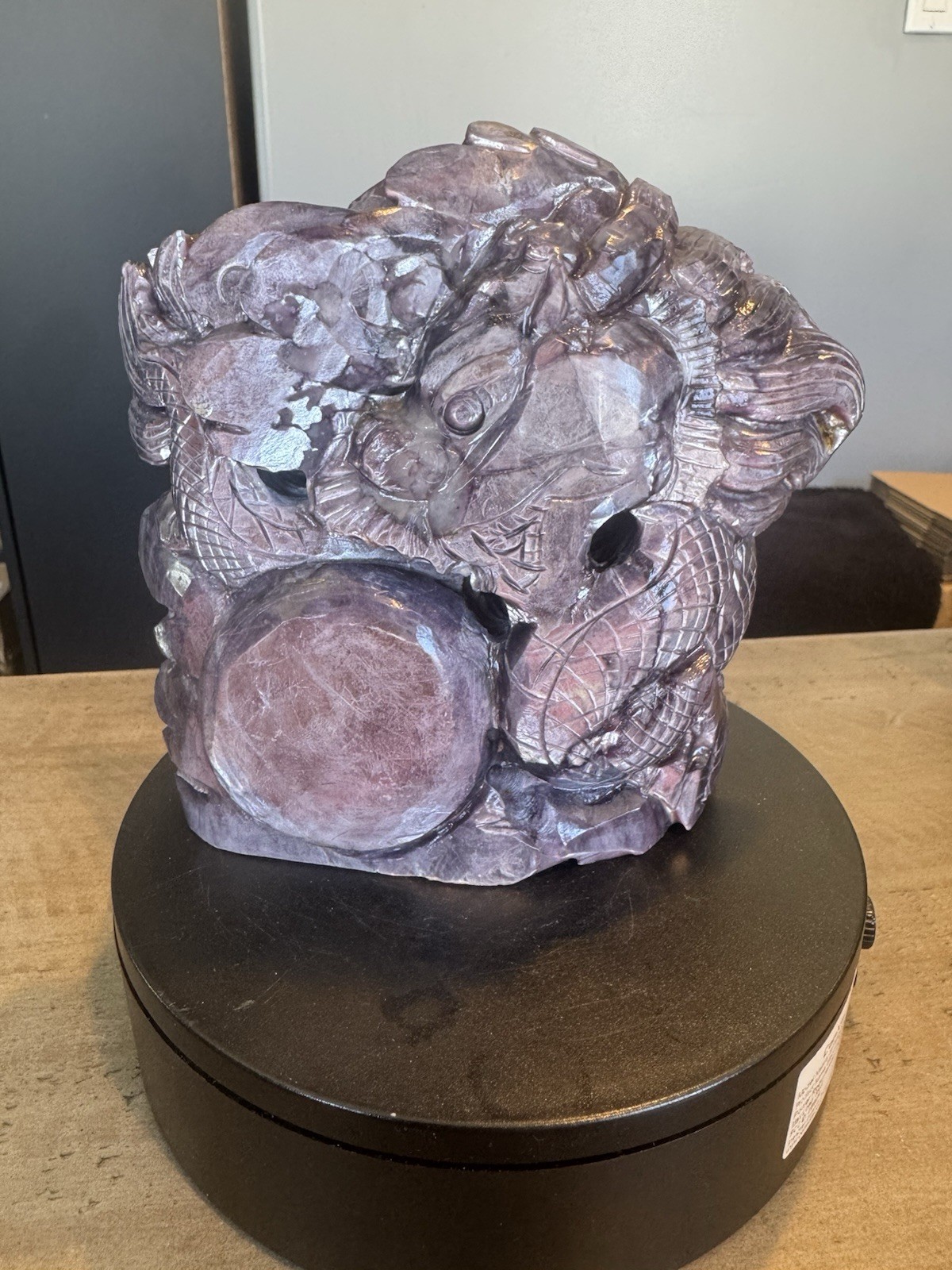 Purple Mica Crystal Carved Chinese Dragon 2.5 lbs