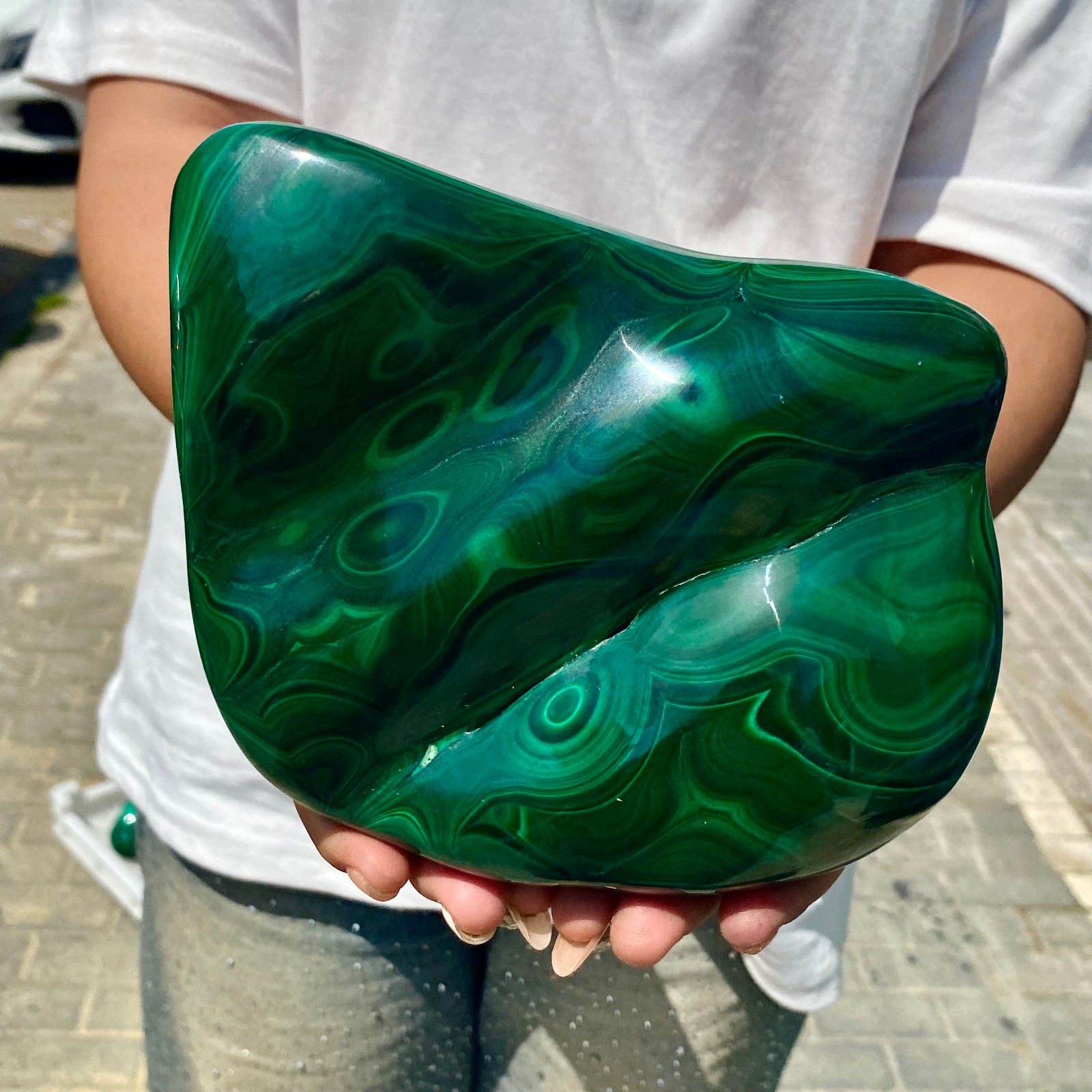 5.4LB Natural glossy Malachite transparent cluster rough mineral sample