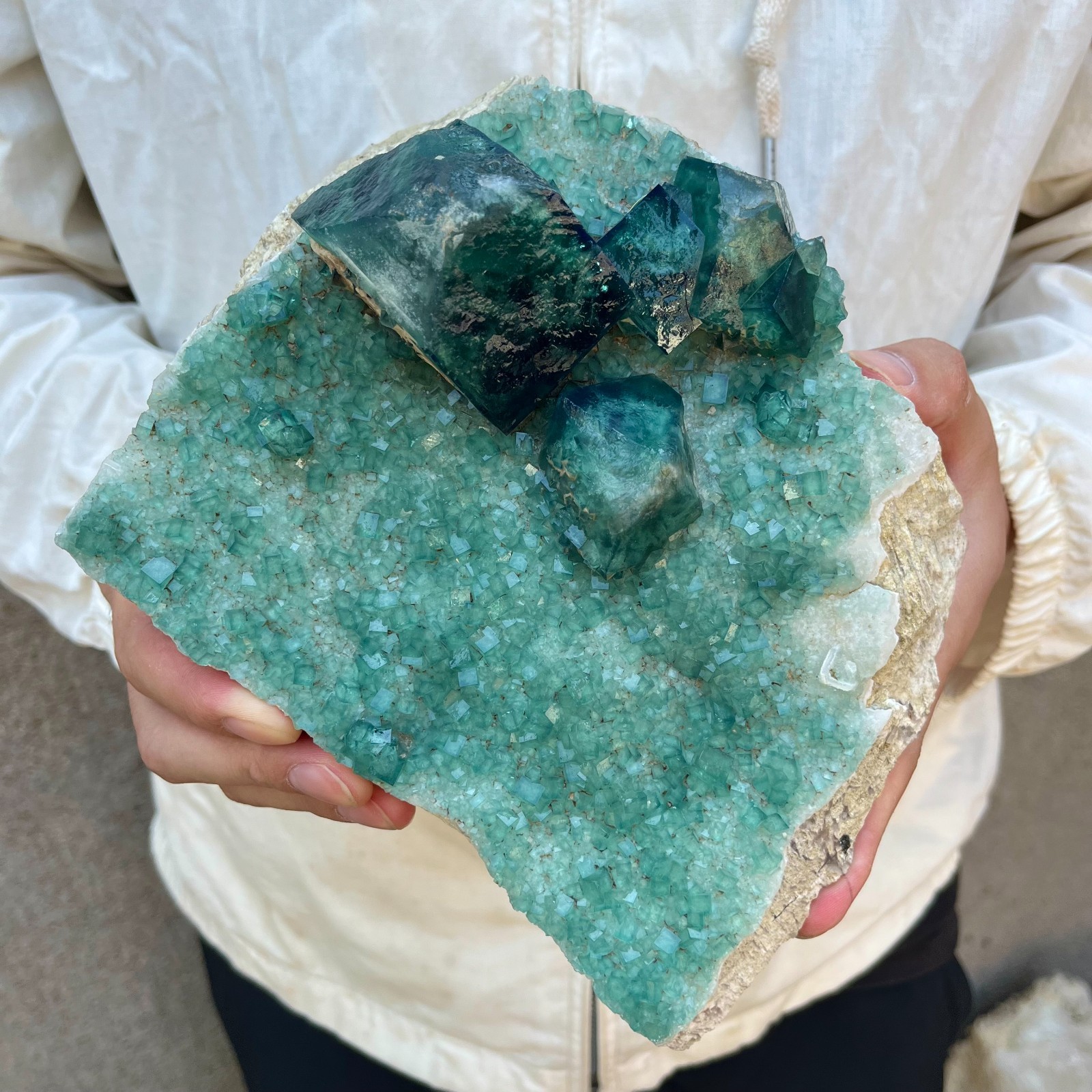 5.5LB Natural cubic green fluorite crystal cluster rough mineral specimen