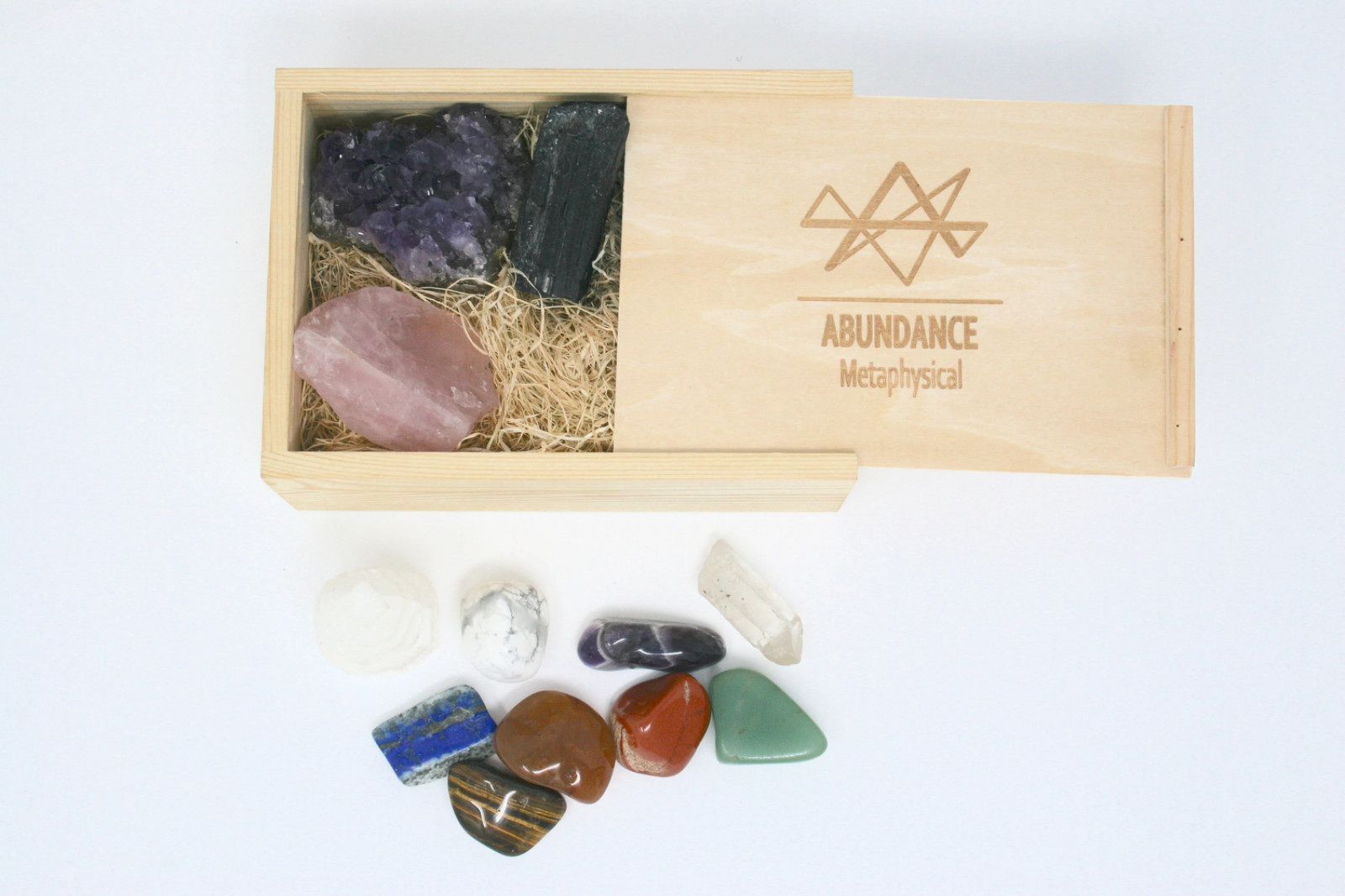 Chakra Crystals: Premium in Wooden Box