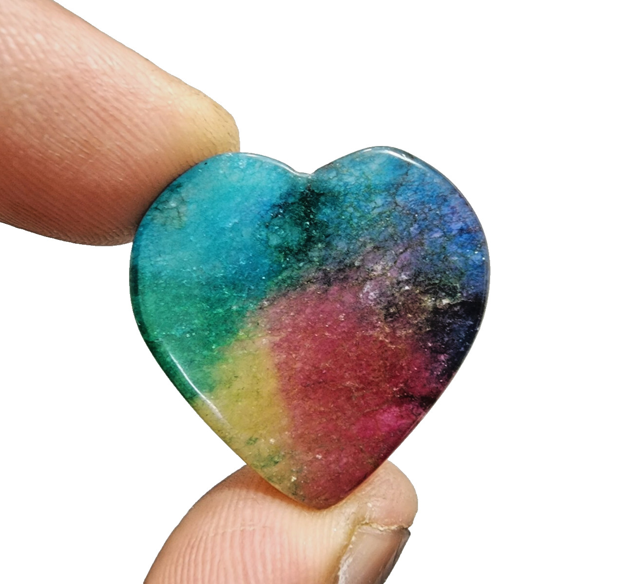48 Crt Heart Shape Rainbow Solar Quartz Loose Gemstone Cabochon Jewelry Making