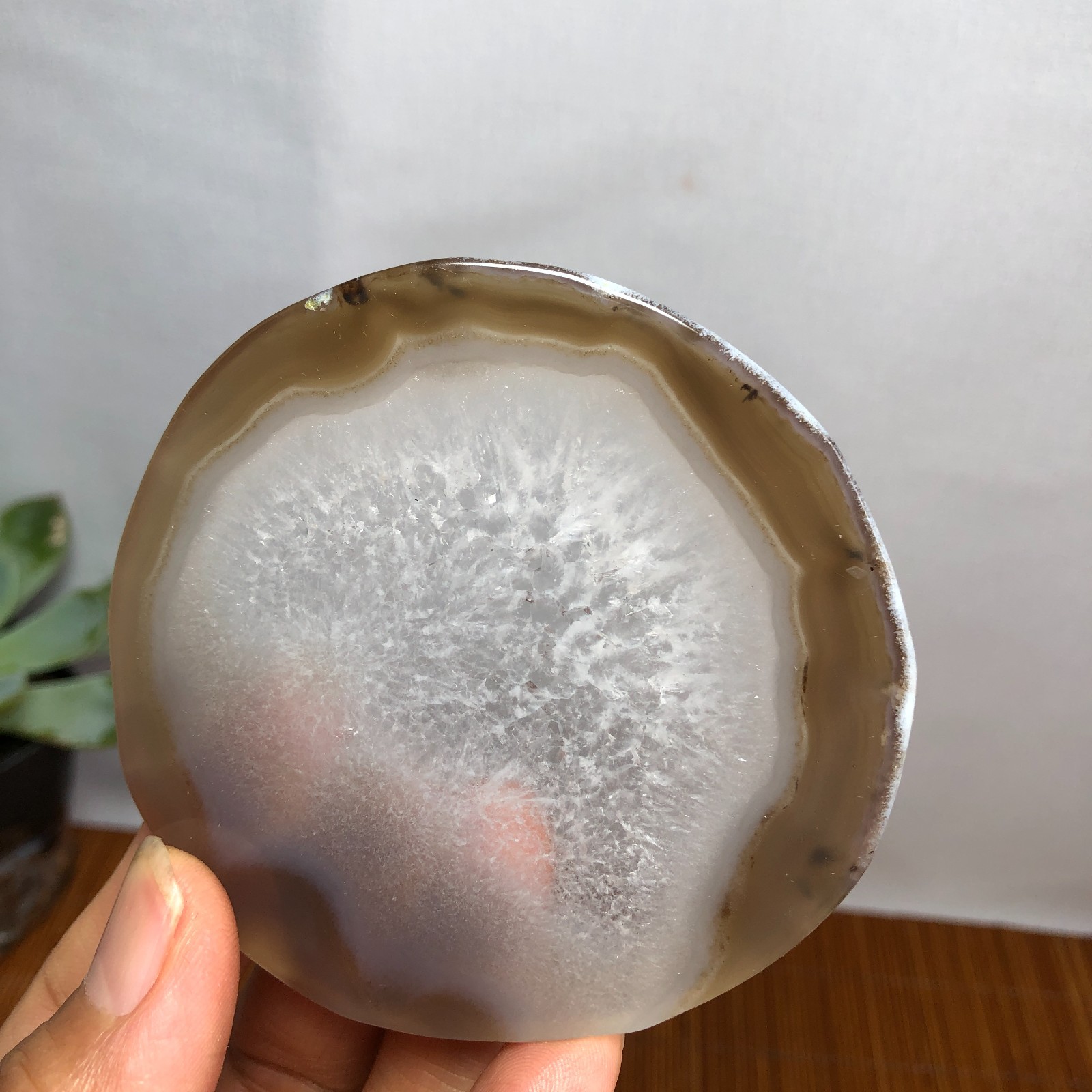 75mm Natural agate Slab/Slice quartz crystal pictographic specimen 72g g8073