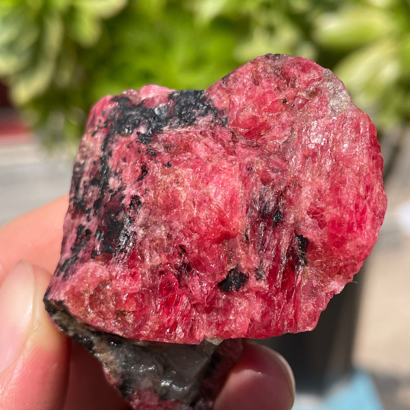 91g Small Rough Stone Natural Red Black Rhodonite Quartz Crystal Specimen